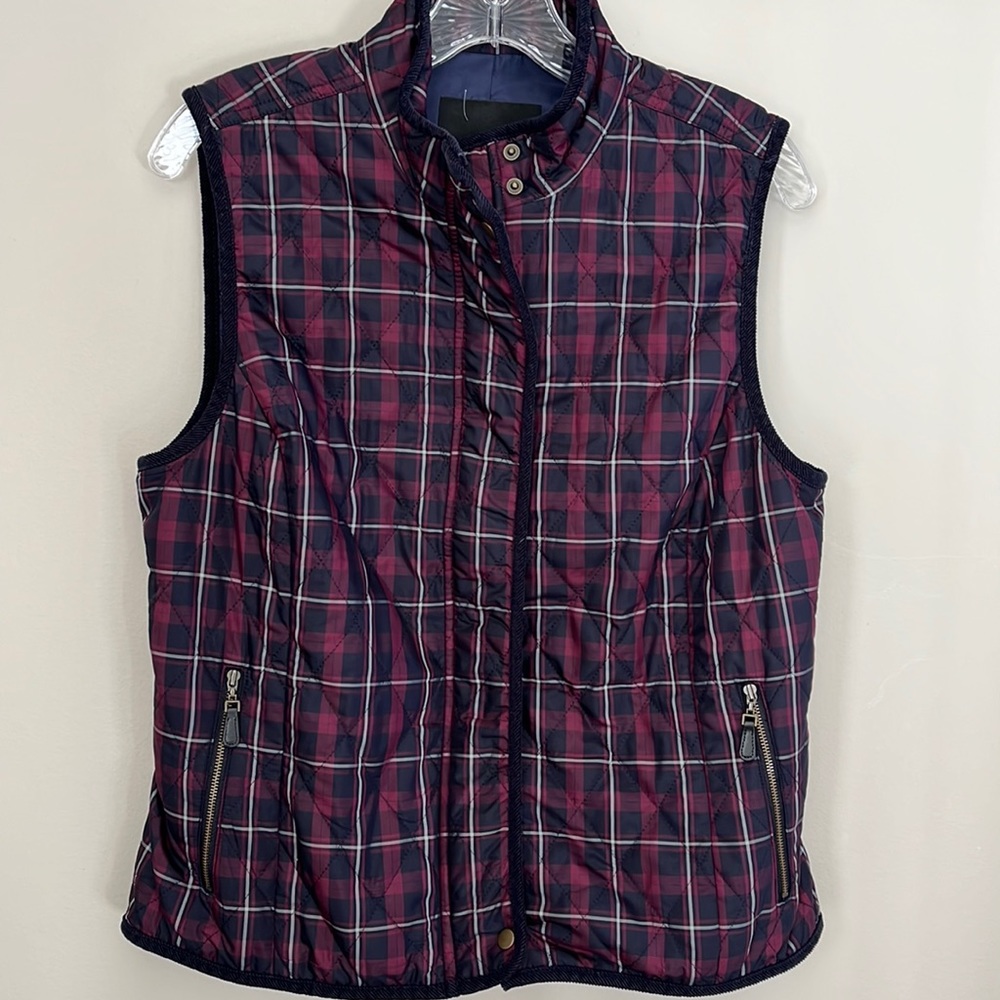 Talbots Plaid Quilted Vest size medium